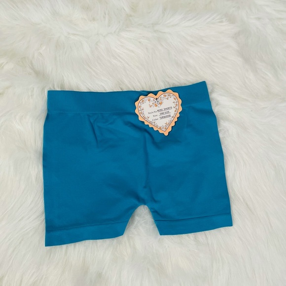 Turquoise Seamless Basic Mini Bike Shorts - Picture 2 of 2